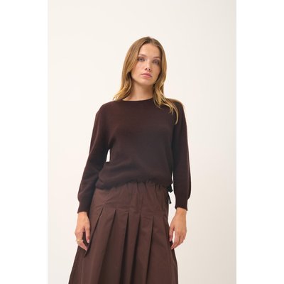 Pull Col Rond Boutonné Dos Choco Janice JUST CASHMERE
