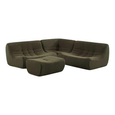 Canapé d'angle compressé modulable 5 places avec repose pied bouclette texturée SOKOL SWEEEK