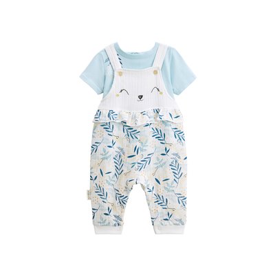 Ensemble salopette bébé en gaze de coton et t-shirt ISKIA PETIT BEGUIN