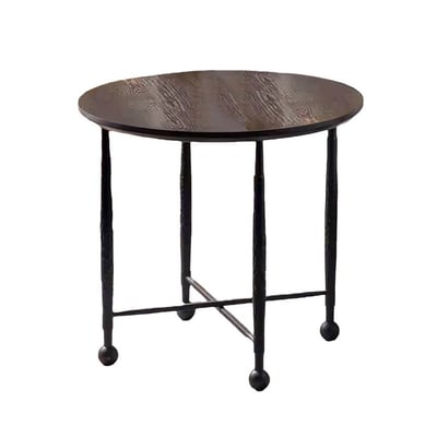 Table ronde L en bois - NEPAL MATHI DESIGN