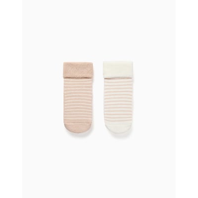 Lot de 2 chaussettes en éponge antidérapantes à rayures ZIPPY