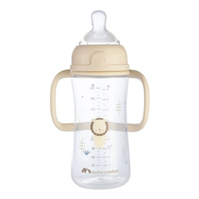 Biberon PP physio Air confort 270 ml avec poignées Sand BEBECONFORT