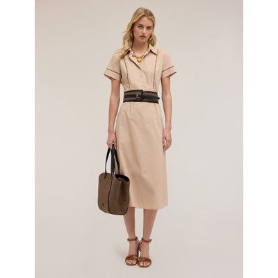Robe CHEMISIER avec ajouré en popeline stretch MOTIVI
