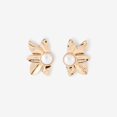 Boucles d'oreilles demi fleurs avec perle BALABOOSTE