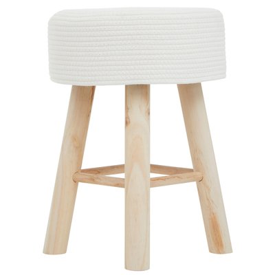 Boho Cotton Rope Dining Stool with Wood Legs SO'HOME