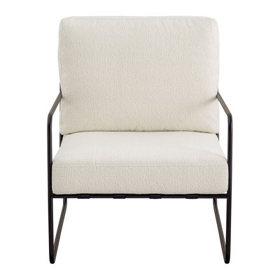 Fauteuil GASPARD en bouclette et métal BLANC D’IVOIRE