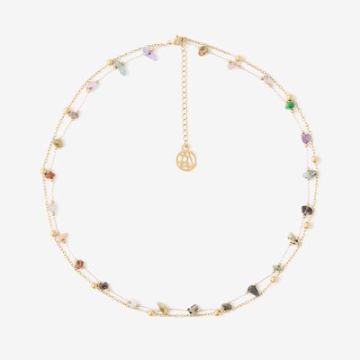Collier 2 rangs acier inoxydable avec pierres à facettes BALABOOSTE