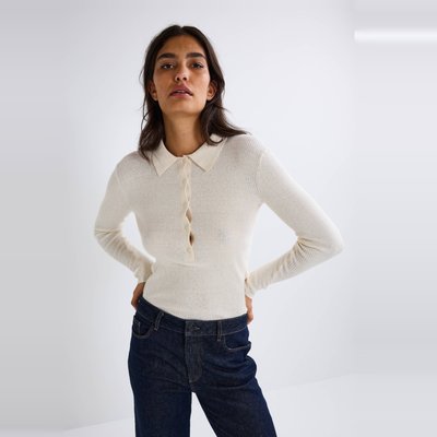 Pull col polo contenant du coton et cachemire MONOPRIX
