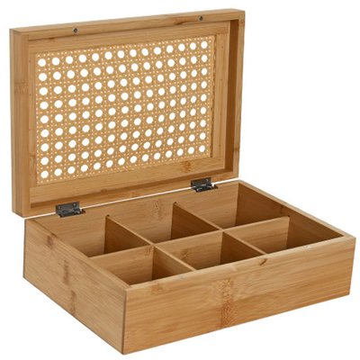 Boîte à infusions en bambou et cannage rotin 24x16.5x7.5cm WADIGA