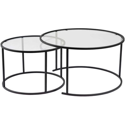 Ensemble de 2 tables gigognes rondes en métal et verre Auruma HANAH HOME