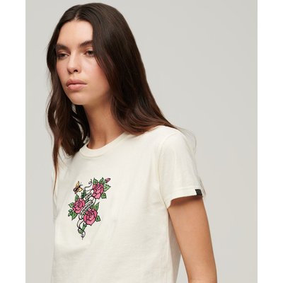 T-shirt ajusté brodé effet tatouage SUPERDRY