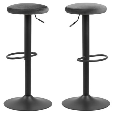 Lot de 2 Tabourets de bar Finch avec repose pieds et hauteur réglable en tissu et métal TOILINUX