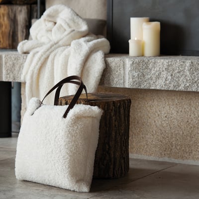 Ensemble plaid et sac Sherpa - QABANE HOME MAISON