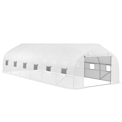 Serre tunnel grande taille 24 m² acier galvanisé 12 fenêtres 1 porte OUTSUNNY