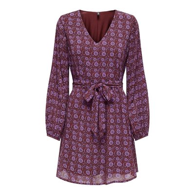 Bedrucktes Kleid mit Bindegürtel ONLY