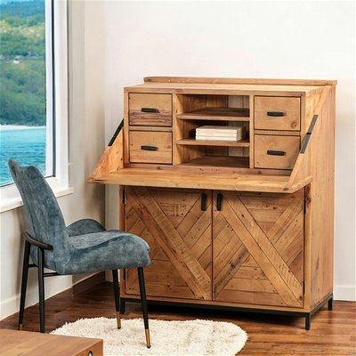 Bureau industriel en bois recyclé CALGARY PIER IMPORT