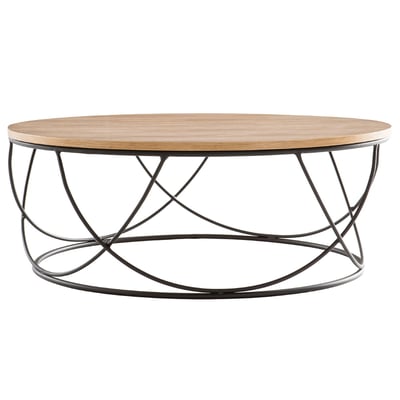 Table basse ronde en bois et métal D80 cm LACE MILIBOO