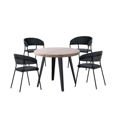 Table ronde extensible en bois de chêne et 4 chaises - MATIKA MATHI DESIGN