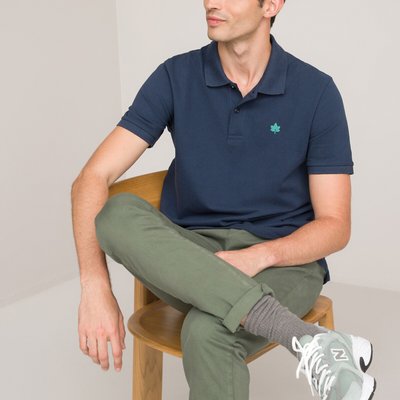 Polo manches courtes, brodé, coton bio, Signature LA REDOUTE COLLECTIONS