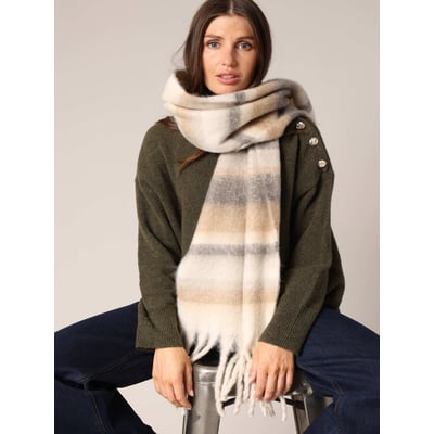 Écharpe oversize finie avec des franges épaisses ALOVA DEELUXE