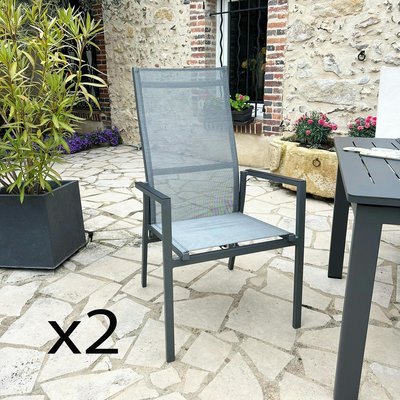 Fauteuil de jardin en aluminium avec dossier réglable gris anthracite (lot de 2) OSLO PIER IMPORT