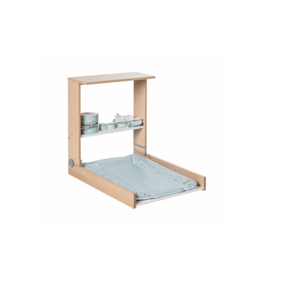Table a langer murale WICKI + Matelas Couleur Naturel Motifs Party Animal Vert GEUTHER