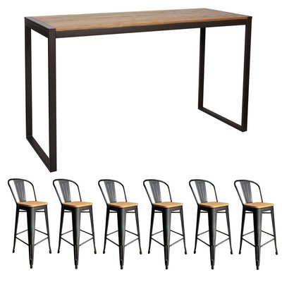 Table et chaises hautes en bois massif et acier - NEVADA MATHI DESIGN