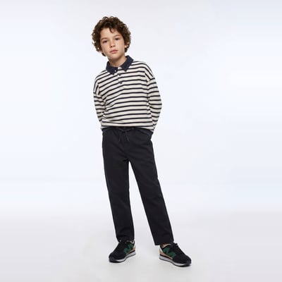 Pantalon droit élastiqué uni en coton BIO GOTS MONOPRIX