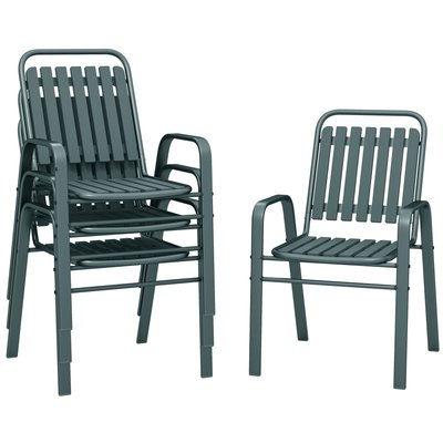 Lot de 4 chaises de jardin empilables design néo-rétro acier époxy OUTSUNNY