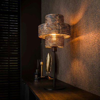 Lampe d'ambiance avec abat-jour frise métallique TRIBECA PIER IMPORT