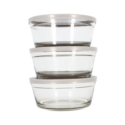 Set de 3 bols en verre avec couvercle 940ml, CASSIS MENASTYL
