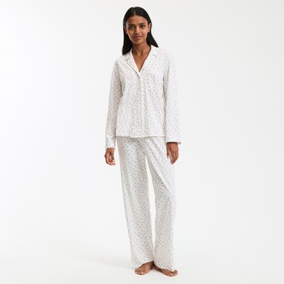 Pyjama met lange mouwen en bloemenprint,  jerseykatoen LA REDOUTE COLLECTIONS