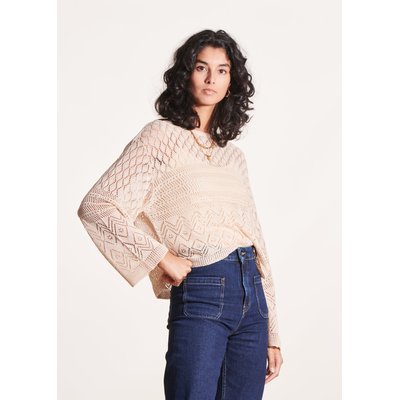 Pull en maille crochet manches longues col rond LA FEE MARABOUTEE