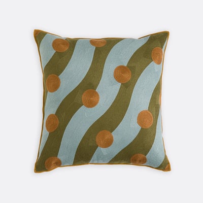 Housse de coussin carrée 45x45 cm, en lin et coton brodé, TOUMA LA REDOUTE INTERIEURS