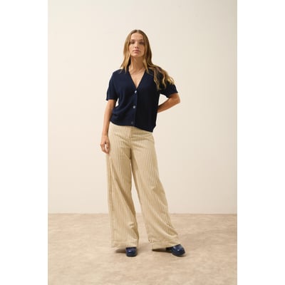 Cardigan Col V Manches Courtes Navy Iris JUST CASHMERE