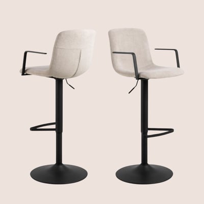 Tabourets de bar réglables et pivotants beiges (lot de 2) - NOA HELLIN, DEPUIS 1862