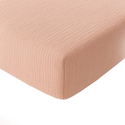 Drap housse gaze de coton lavé bonnet 30 cm uni, Pur BATON ROUGE