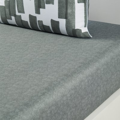 Drap housse en satin de coton lavé, L STAMP LACOSTE HOME