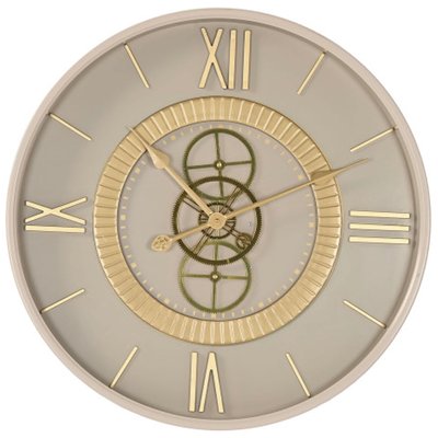 Horloge murale en métal beige-gris et doré 59.5x59.5x8.5cm WADIGA