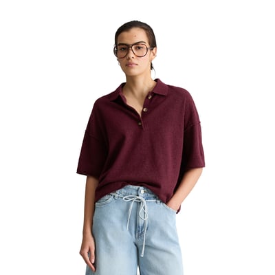Polo en tricot régulier en mélange Crinkled Organic Cotton MARC O’POLO DENIM