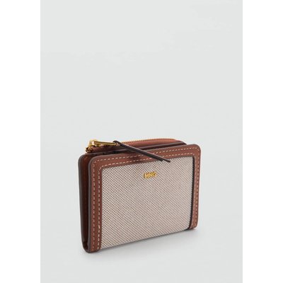 Portefeuille à rabat en toile contrastée MANGO