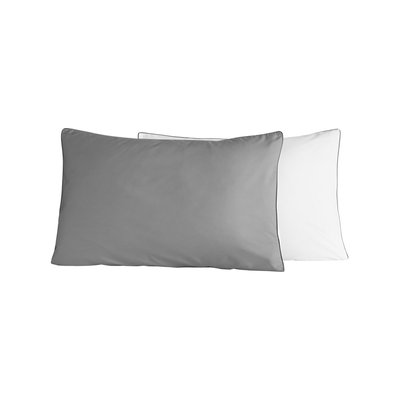 Lot de 2 taies d'oreiller bicolores en percale coton DOZMARY SENSEI MAISON