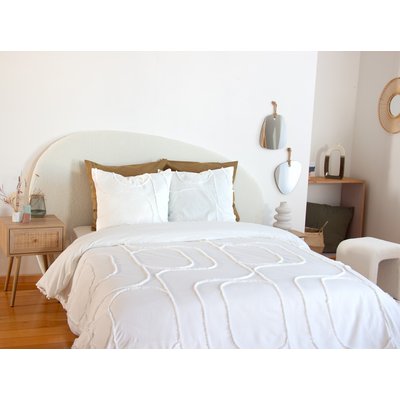 Parure De Couette 3pcs 240x220cm finitions Tuftées en Coton Lave 52fils/cm2 - JAJA C DESIGN HOME TEXTILE