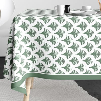 Nappe rectangulaire anti tache Coton Papyrus Vert EDEN