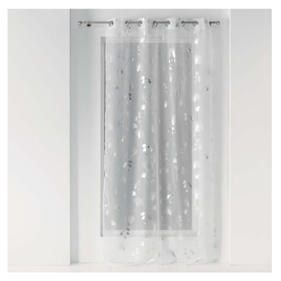 Panneau a oeillets rideau voile 140 X 240 cm Bloomy blanc argent EDEN