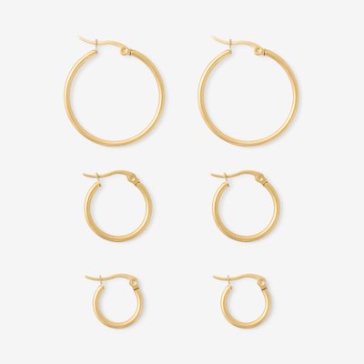 Set x3 créoles en acier inoxydable différentes tailles BALABOOSTE