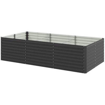 Carré potager jardinière 240L x 120l x 60H cm tôle d'acier ondulée anthracite OUTSUNNY