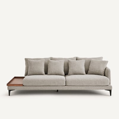 Demi-canapé avec plateau, en mélange texturé, MODERNISTE EMMANUEL GALLINA X AM.PM