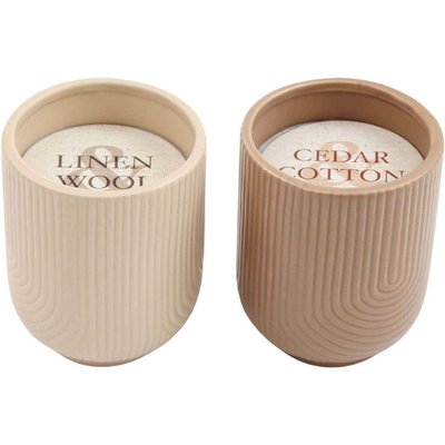 Bougie parfumé en pot dolomite (Lot de 2) JARDINDECO