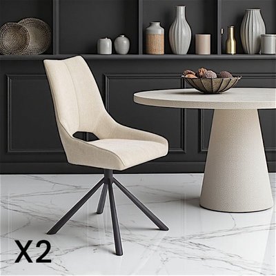 Chaise contemporaine pivotante beige (lot de 2) LIGURIE PIER IMPORT